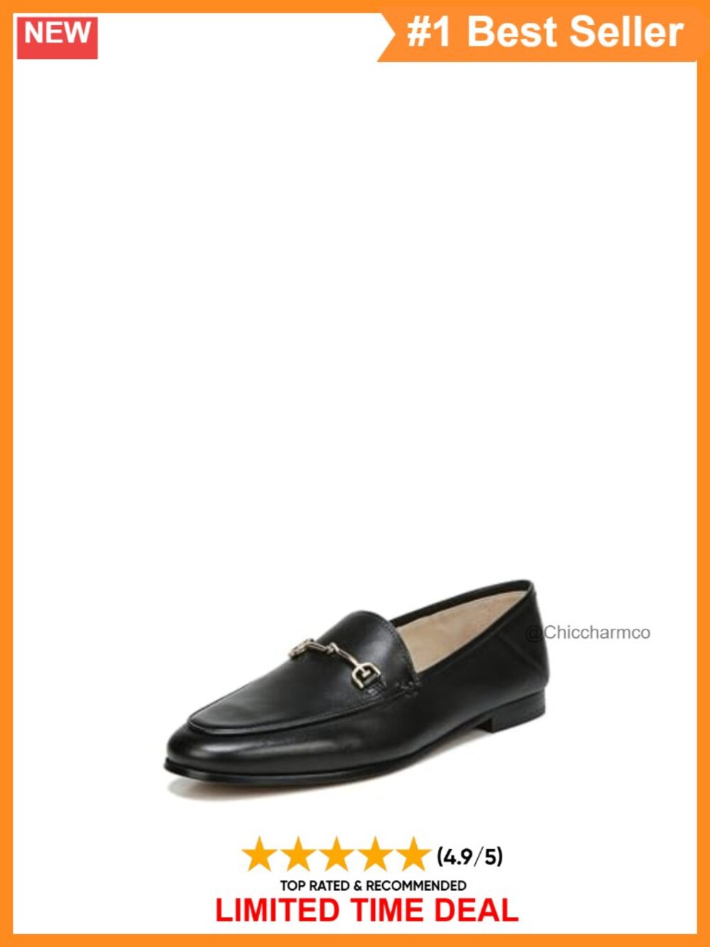 Bit Loafer Leather Slip-On Block Heel Almond Toe Business Casual